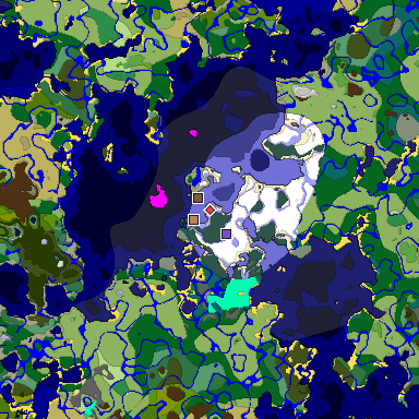 Predicted biome map of Java 1.19.2 seed -6381140229234601985 around estimated spawn