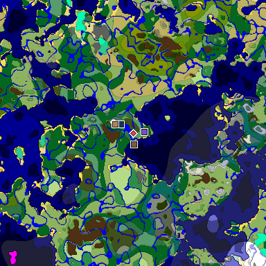 Predicted biome map of Java 1.19.2 seed 1519031319776325564 around estimated spawn
