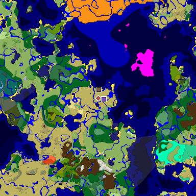 Predicted biome map of Java 1.19.2 seed 2847008643967054875 around estimated spawn