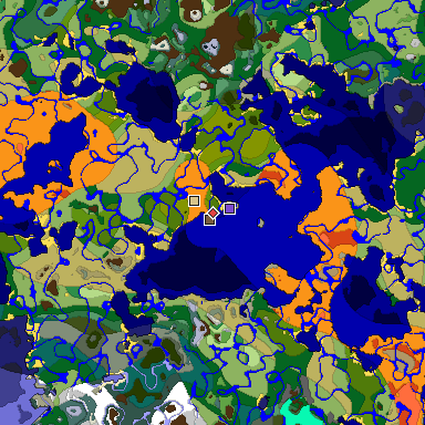 Predicted biome map of Java 1.19.2 seed 8139107635472797970 around estimated spawn