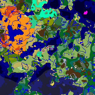 Predicted biome map of Java 1.19.2 seed -7788221282497208912 around estimated spawn