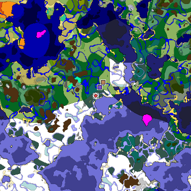 Predicted biome map of Java 1.19.2 seed -800917420351155175 around estimated spawn
