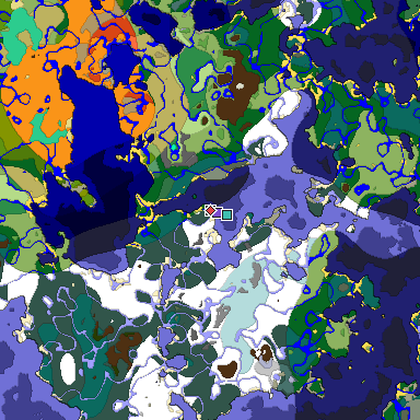 Predicted biome map of Java 1.19.2 seed -461541017758701445 around estimated spawn