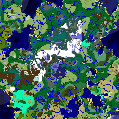 Predicted biome map of Java 1.19.2 seed -1503234397057755171 around estimated spawn