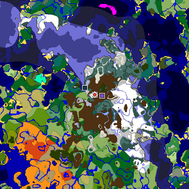 Predicted biome map of Java 1.19.2 seed -860414474817968534 around estimated spawn