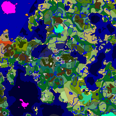 Predicted biome map of Java 1.19.2 seed 5772599638196013027 around estimated spawn