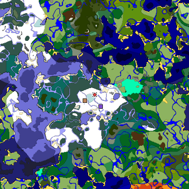Predicted biome map of Java 1.19.2 seed 4860388041453772900 around estimated spawn