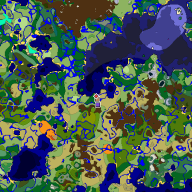 Predicted biome map of Java 1.19.2 seed -973111822576770150 around estimated spawn
