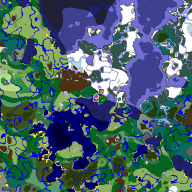 Predicted biome map of Java 1.19.2 seed -6077847330617144658 around estimated spawn