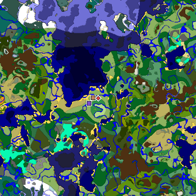 Predicted biome map of Java 1.19.2 seed 3022498948324184470 around estimated spawn