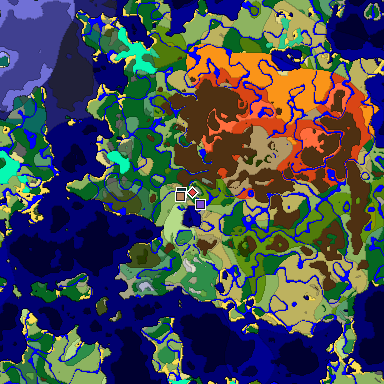 Predicted biome map of Java 1.19.2 seed -4425577232614766483 around estimated spawn
