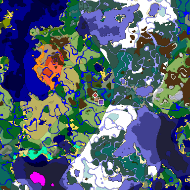 Predicted biome map of Java 1.19.2 seed 2430175510736058066 around estimated spawn
