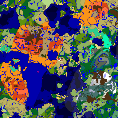 Predicted biome map of Java 1.19.2 seed 2035035473936965964 around estimated spawn