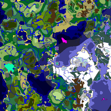 Predicted biome map of Java 1.19.2 seed 6103665771952363894 around estimated spawn