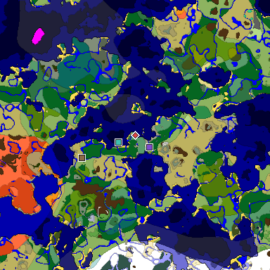 Predicted biome map of Java 1.19.2 seed 4585672859872774949 around estimated spawn