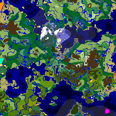 Predicted biome map of Java 1.19.2 seed -141061780174951195 around estimated spawn