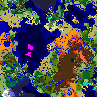 Predicted biome map of Java 1.19.2 seed -3979235718204104440 around estimated spawn