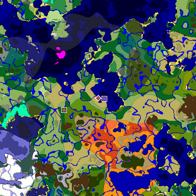 Predicted biome map of Java 1.19.2 seed -931995079929520645 around estimated spawn