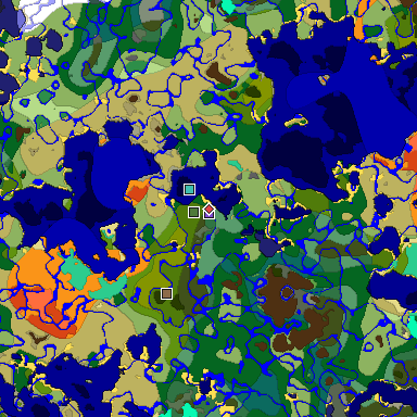 Predicted biome map of Java 1.19.2 seed -4920256462904718524 around estimated spawn