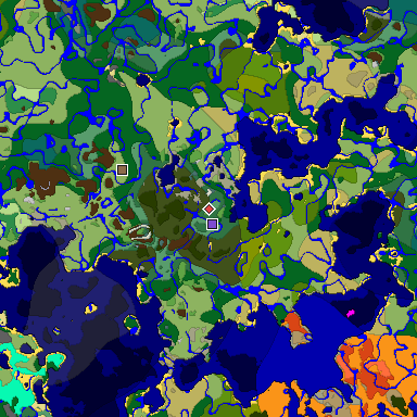 Predicted biome map of Java 1.19.2 seed -2103007989912125895 around estimated spawn