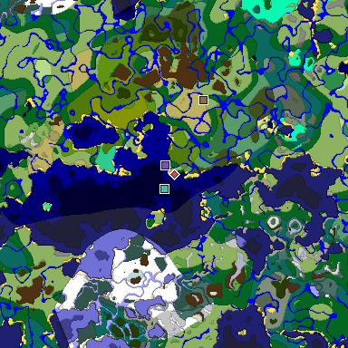 Predicted biome map of Java 1.19.2 seed 5706412814174454310 around estimated spawn