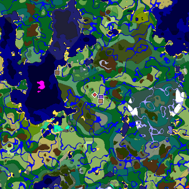 Predicted biome map of Java 1.19.2 seed -4977792899425930056 around estimated spawn