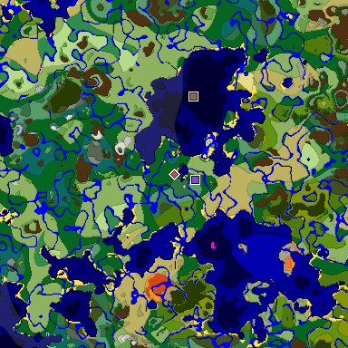 Predicted biome map of Java 1.19.2 seed -5041318891395196270 around estimated spawn