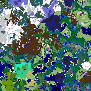 Map of Minecraft seed 3590367581070192773 around spawn