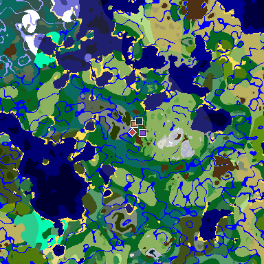 Map of Minecraft seed 9059114413321192335 around spawn