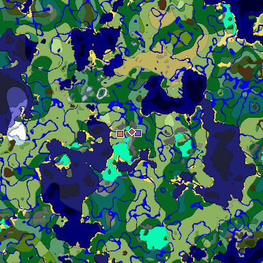 Predicted biome map of Java 1.19.2 seed 2179983920102256558 around estimated spawn