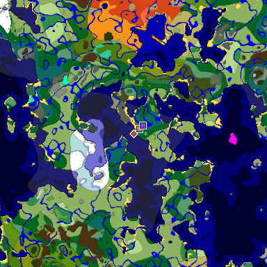Predicted biome map of Java 1.19.2 seed -7601575378728876379 around estimated spawn