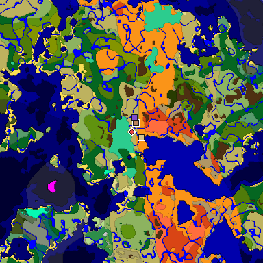 Predicted biome map of Java 1.19.2 seed 5920609578877887171 around estimated spawn