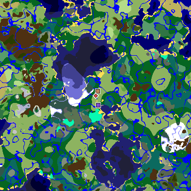 Map of Minecraft seed 5918595453256720327 around spawn