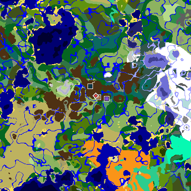 Map of Minecraft seed 5885364484627530992 around spawn