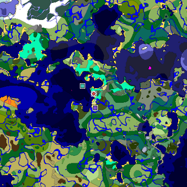 Predicted biome map of Java 1.19.2 seed -1602518304668686979 around estimated spawn