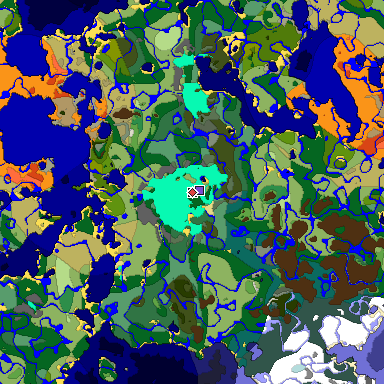 Predicted biome map of Java 1.19.2 seed 262406621969265020 around estimated spawn