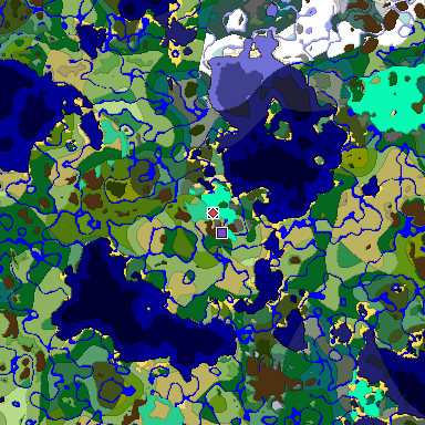 Predicted biome map of Java 1.19.2 seed -2568956160205533695 around estimated spawn