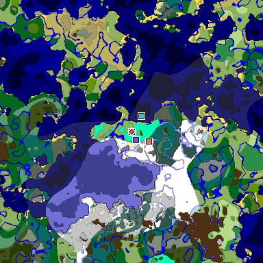 Predicted biome map of Java 1.19.2 seed -5774148933659943734 around estimated spawn