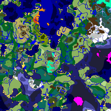 Predicted biome map of Java 1.19.2 seed 1722645563107922711 around estimated spawn