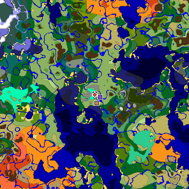 Predicted biome map of Java 1.19.2 seed 2930570201830703522 around estimated spawn