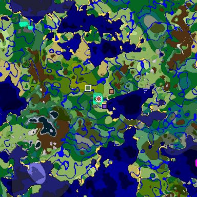 Predicted biome map of Java 1.19.2 seed 2346916319742419196 around estimated spawn