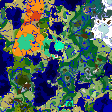 Predicted biome map of Java 1.19.2 seed -5665953895977861376 around estimated spawn