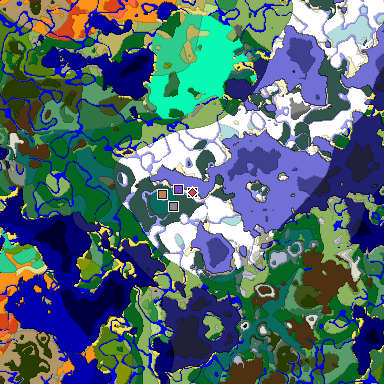 Predicted biome map of Java 1.19.2 seed 2025200154946231186 around estimated spawn