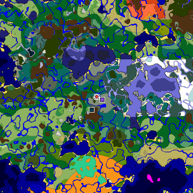 Predicted biome map of Java 1.19.2 seed 3913905382456762026 around estimated spawn