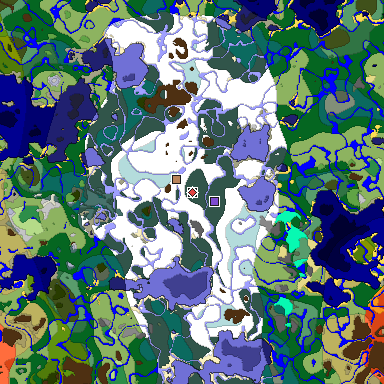 Predicted biome map of Java 1.19.2 seed 5907987049623752098 around estimated spawn
