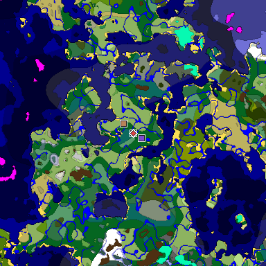 Predicted biome map of Java 1.19.2 seed -1422284008749476158 around estimated spawn