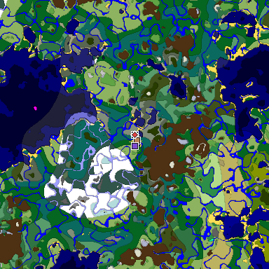 Predicted biome map of Java 1.19.2 seed -4522382678585080311 around estimated spawn