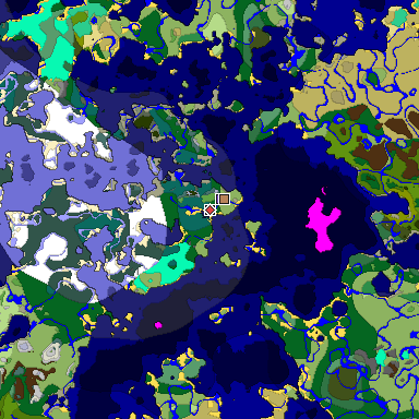 Predicted biome map of Java 1.19.2 seed 3780353231755234001 around estimated spawn