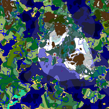 Predicted biome map of Java 1.19.2 seed 2275162737666213902 around estimated spawn