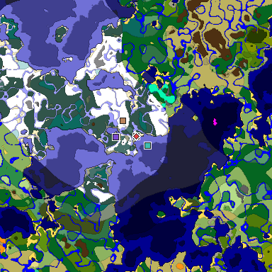 Predicted biome map of Java 1.19.2 seed -958559467596773195 around estimated spawn
